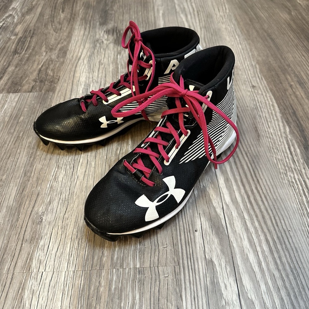Under Armour Hammer Mid RM Football Cleats 1289761-011 White/Black‎ SZ 6